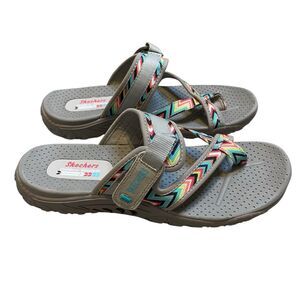 Skechers Thong Sandals Women 10 EU 40 Multicolor Strappy Adjustable Beach Casual